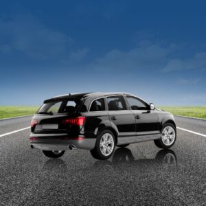 Hybrid car owner reviewing maintenance schedule and service costs with automotive expert